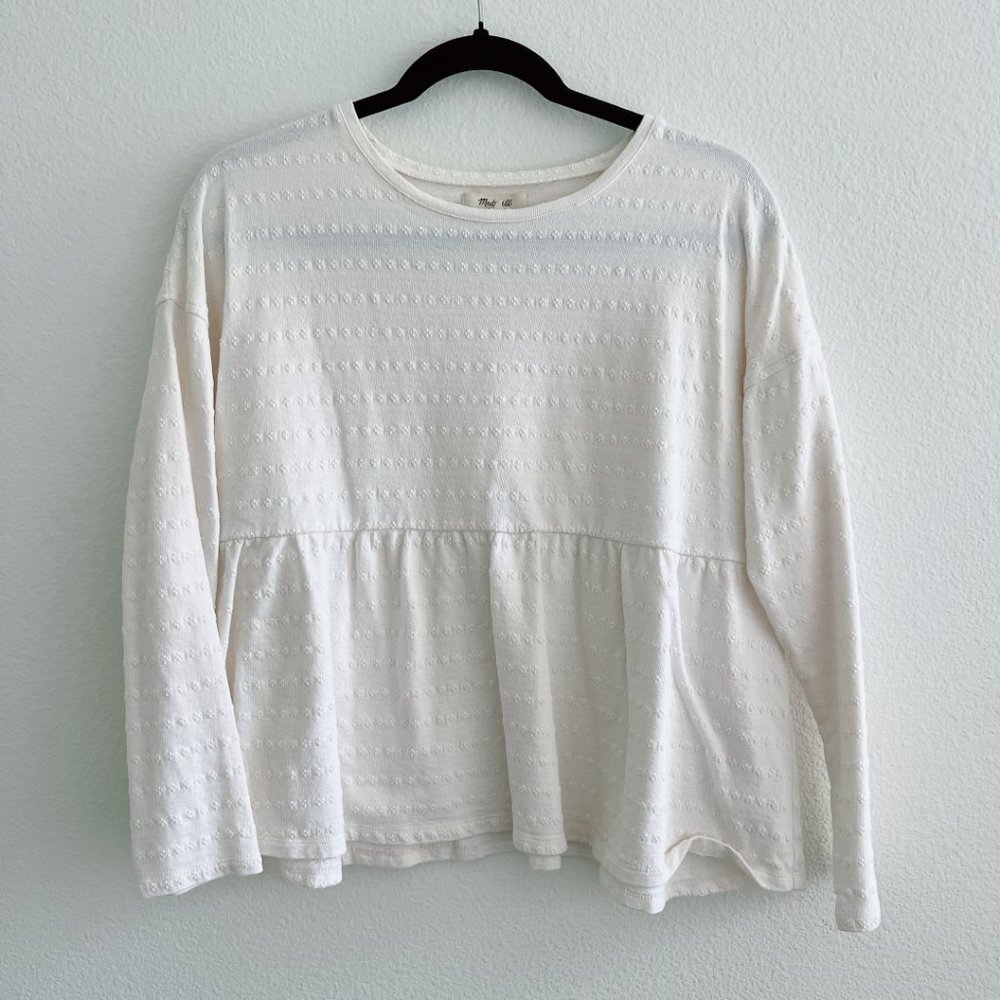 Madewell | Jacquard Babydoll Top in Lighthouse Cream - Size S - Picture 8 of 12